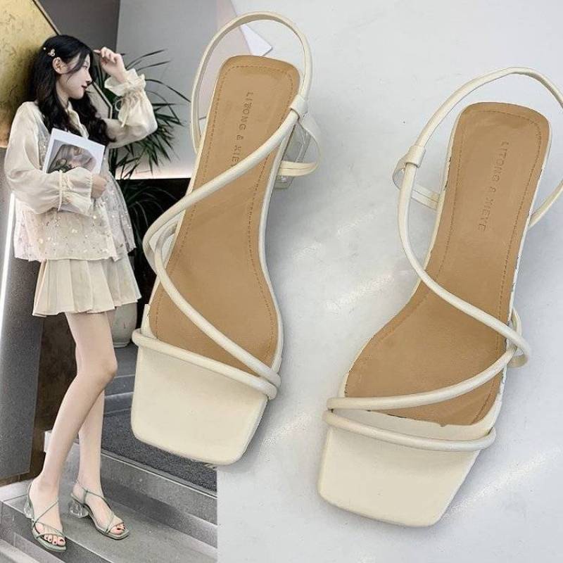 Xăng đan Gót Thấp Trong Suốt Size 34-42 Thời Trang Cho Nữ