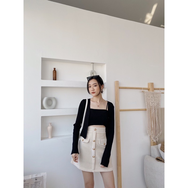 Chân váy nhung cúc ngọc | BigBuy360 - bigbuy360.vn