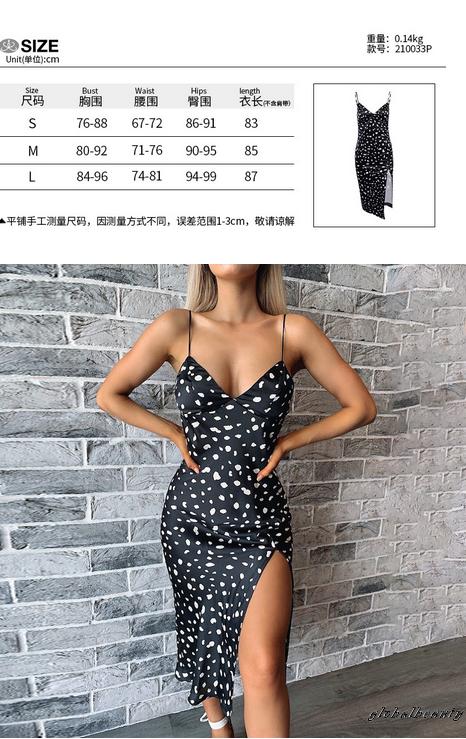 GB-Women Casual Split Dress, Black Printed Patterns V-neck Sleeveless One-piece, S/ M/ L | BigBuy360 - bigbuy360.vn