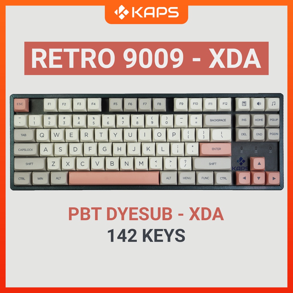 Keycap Retro 9009 PBT profile XDA in dyesub 142 nút cho bàn phím cơ layout 108/104/98/87/84/75/68/64/61
