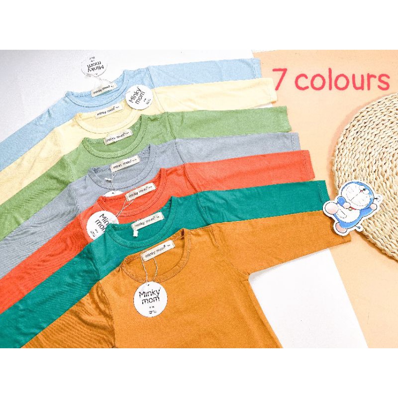[Bé 7-19kg] Bộ dài tay Minky Mom thun lạnh màu trơn cho bé trai, bé gái từ 7-19kg [HÀNG CHUẨN]