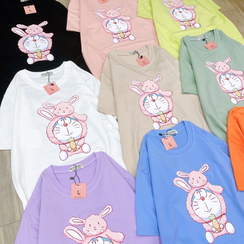 Áo Thun PHÔNG NAM NỮ UNISEX IN MÈO Ú DORAEMON