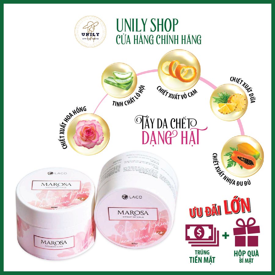 { CHÍNH HÃNG 100 100%} Tẩy da chết Laco Marosa chiết xuất thiên nhiên - Giảm mụn, giúp da tươi trẻ trắng sáng - MSTBC13