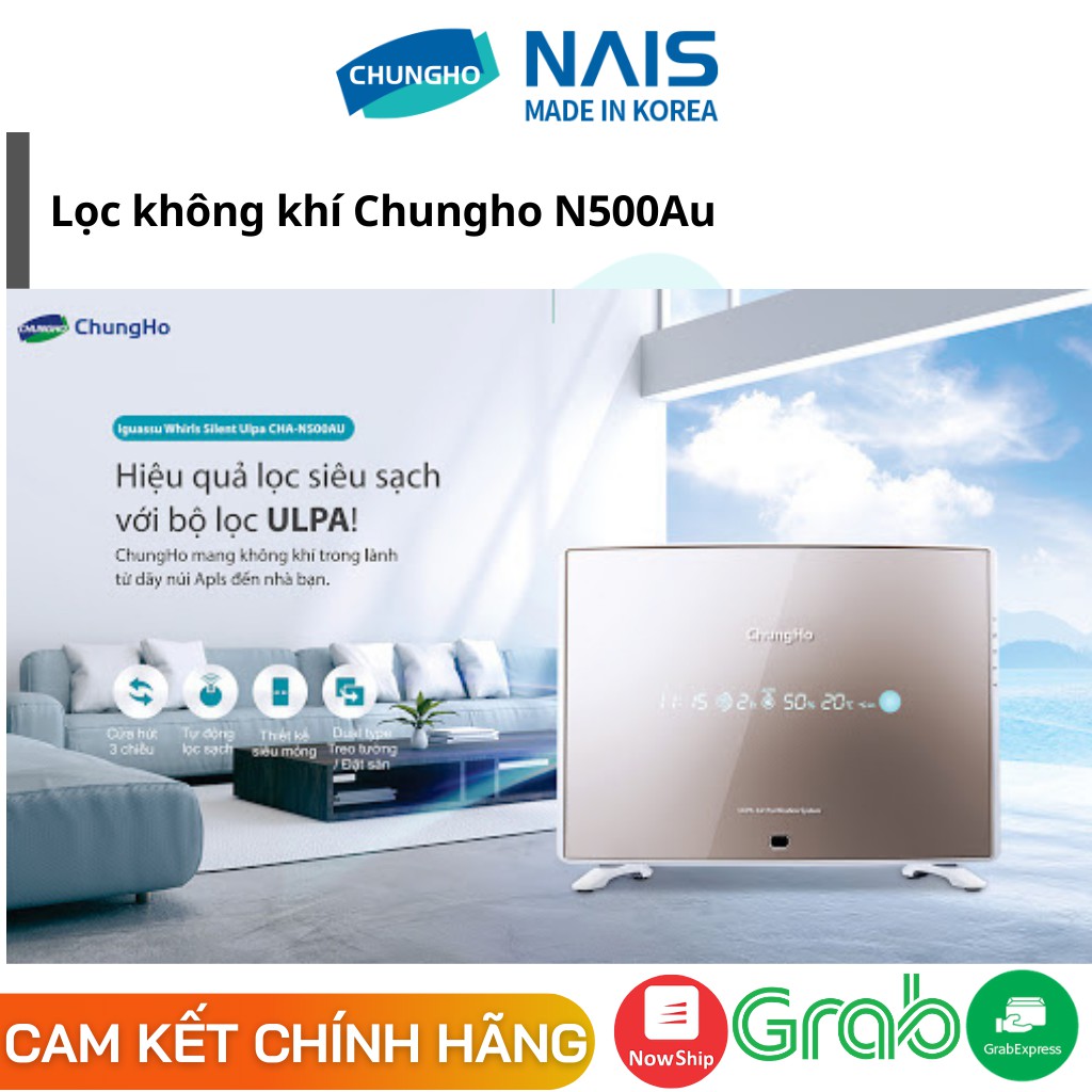 Máy lọc không khí Chungho ULPA Whirls Silent CHA-N500AU, 3 cấp lọc, hàng nhập khẩu nguyên chiếc HÀN QUỐC