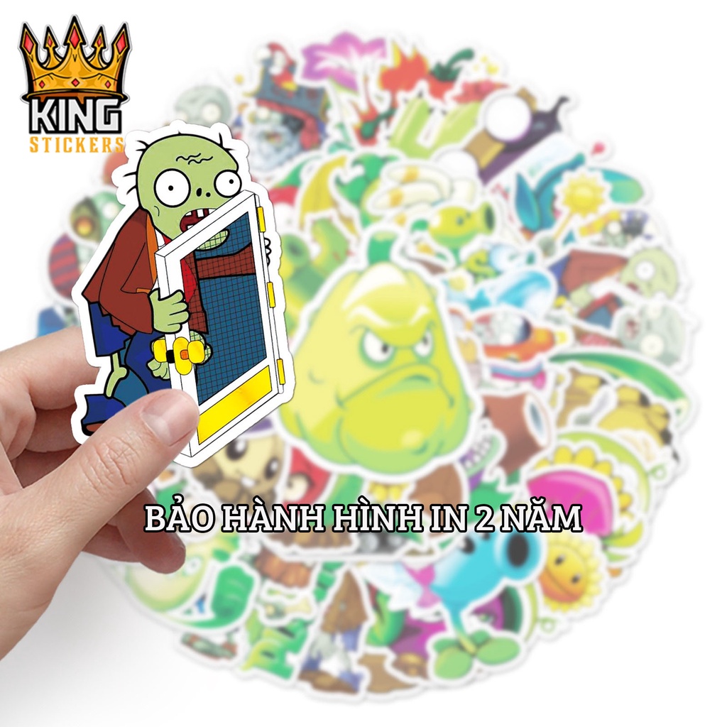 50 Hình Sticker Plants Vs Zombies chống nước, dán mũ bảo hiểm, trang trí laptop, vali, phụ kiện KING