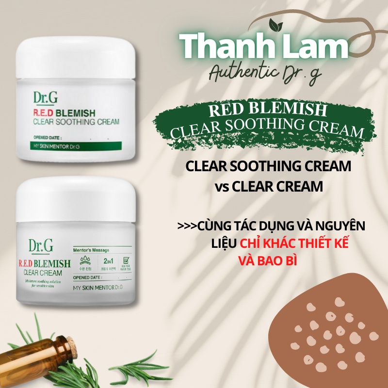 Kem dưỡng da Dr.G Red Blemish Clear Soothing Cream 70ML chiết xuất rau má giúp làm dịu và phục hồi da mặt