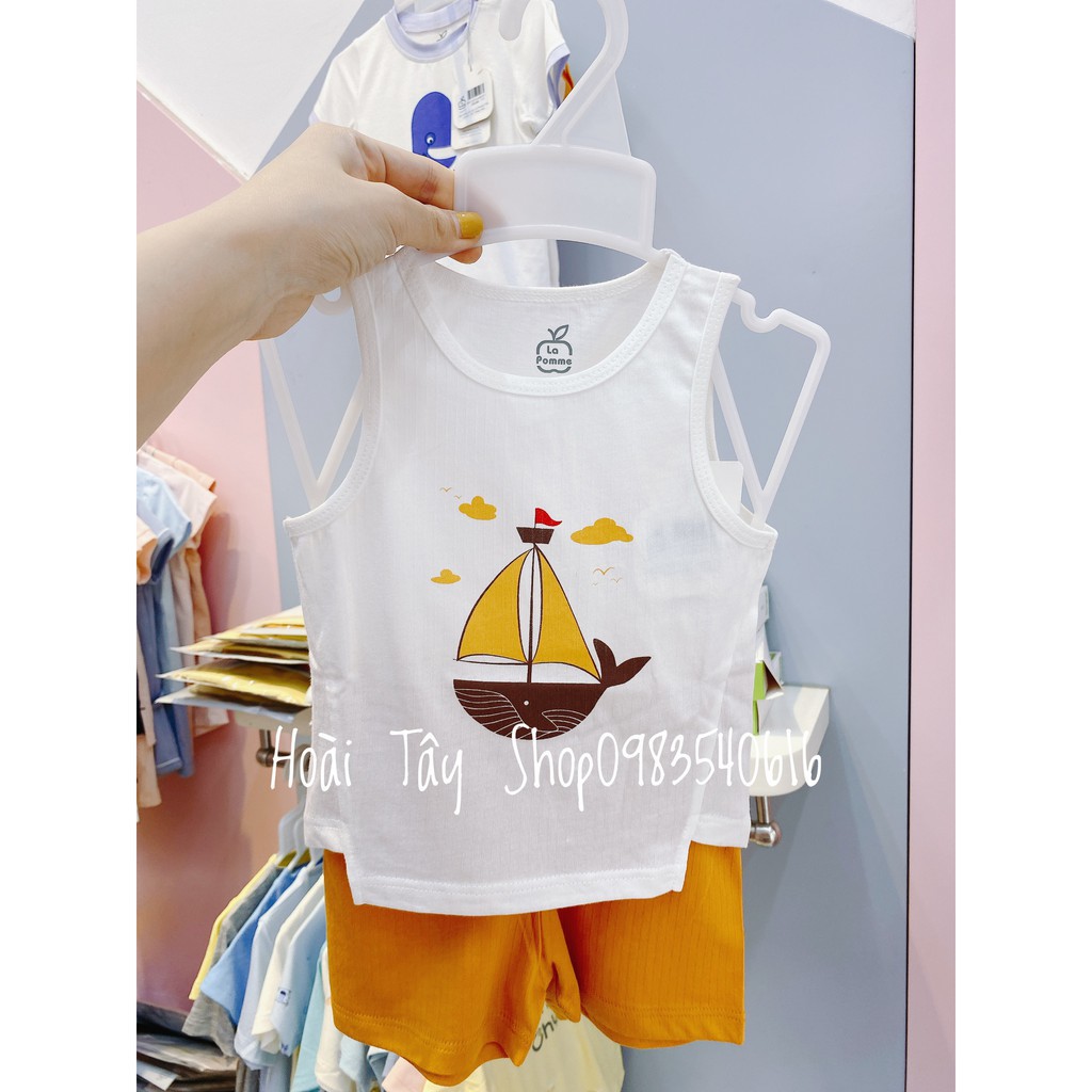 [LA POMME] BỘ BA LỖ IN HÌNH THUYỀN CÁ VOI CHẤT VẢI THOÁNG MÁT, THẤM HÚT TỐT CHO BÉ TRAI/BÉ GÁI (Size 6m-5y)