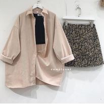 Áo Sơ Mi Nữ Dài Tay Chất Nhung Gân Kiểu Vintage Cá Tính Có 2 Màu Be Xám Wd - 1973 JEMCLOSET