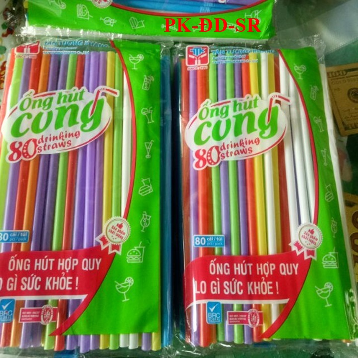 Ống Hút Màu Cong Tân Tường Khang 80 Cái - Siêu Rẻ
