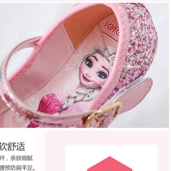 Girls Shoes Frozen 2 Elsa Anna Crystal Shoes Flat Soft Bottom Children Princess Shoes