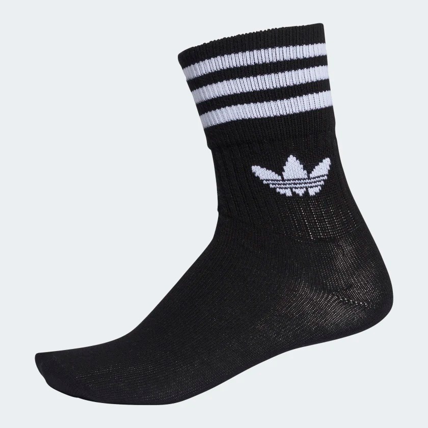 Bộ ba Tất vớ nam nữ Adidas họa tiết 3 sọc và Trefoil, tất cổ cao màu đen - HODU Sport