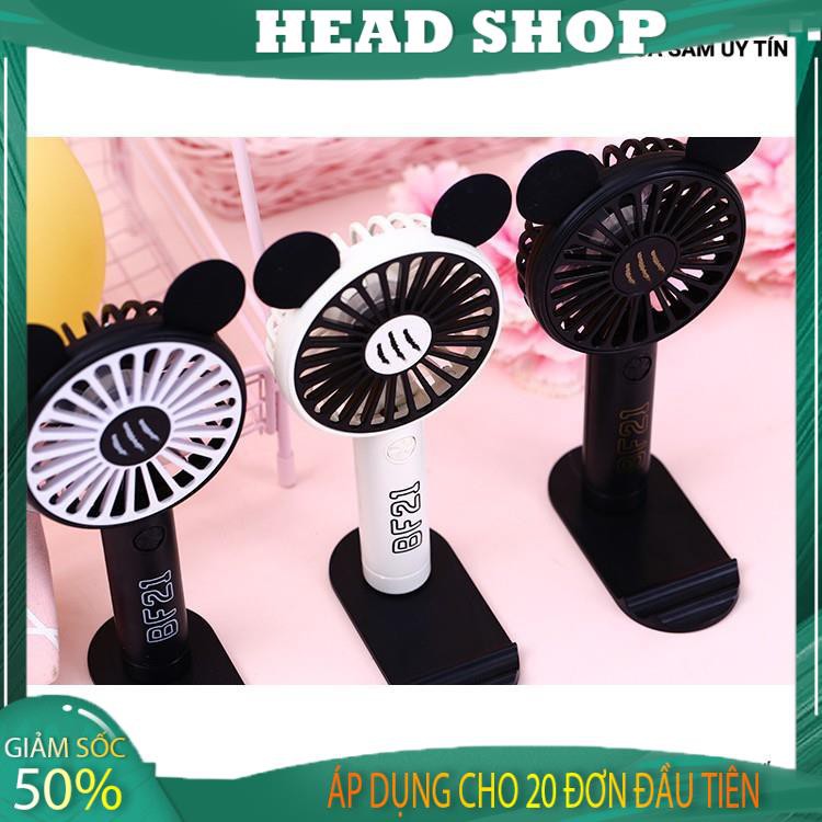 Quạt Mini Cầm Tay Pin Sạc 7 cánh Có Đế Để Bàn - Quạt mini cầm tay tích điện mẫu 3 HEAD SHOP