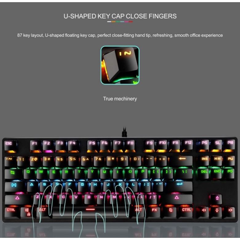 Bàn Phím Cơ Gaming LEAVEN K550 Chống Nước, Tích Hợp Đèn Led Đồi 10 Chế Độ Nháy Bảo Hành 12 Tháng