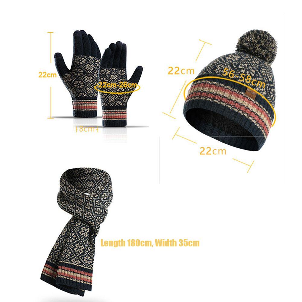 BSUNS Set Mũ beanie + Găng Tay + Găng Tay Cảm Ứng Cho Nữ
