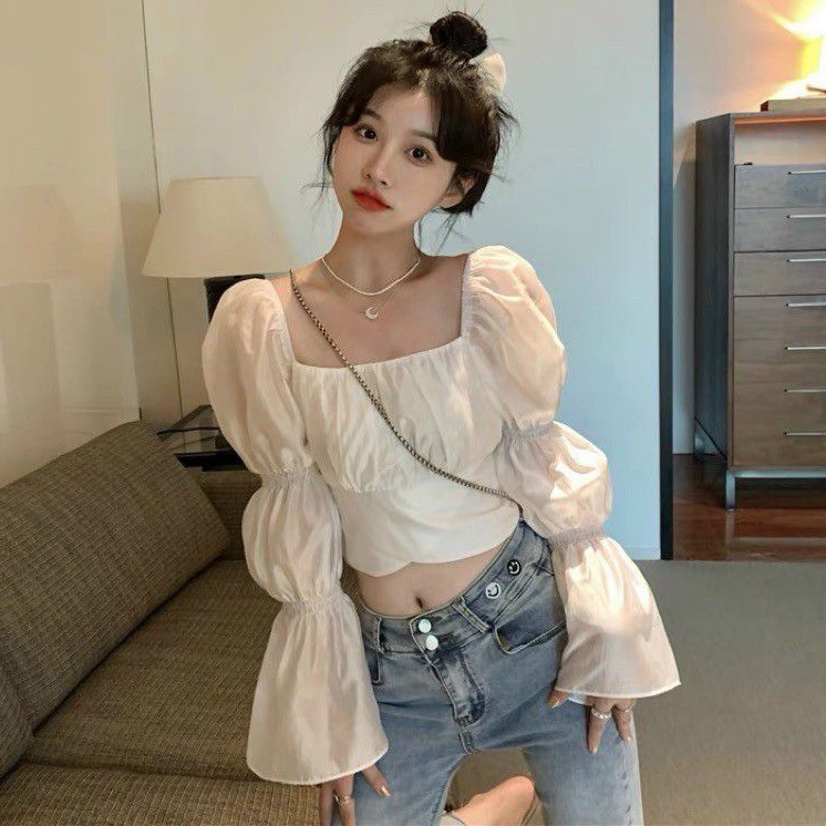 Áo kiểu cổ u  tay bo cột nơ lưng siêu hot(tv-2)B C