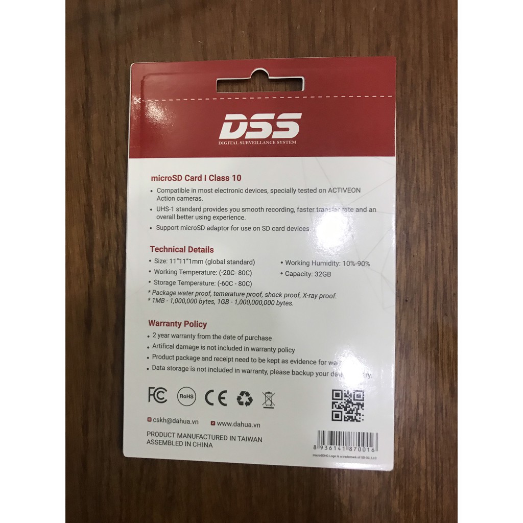 Thẻ nhớ 32GB DSS , Thẻ DSS 32g class 10