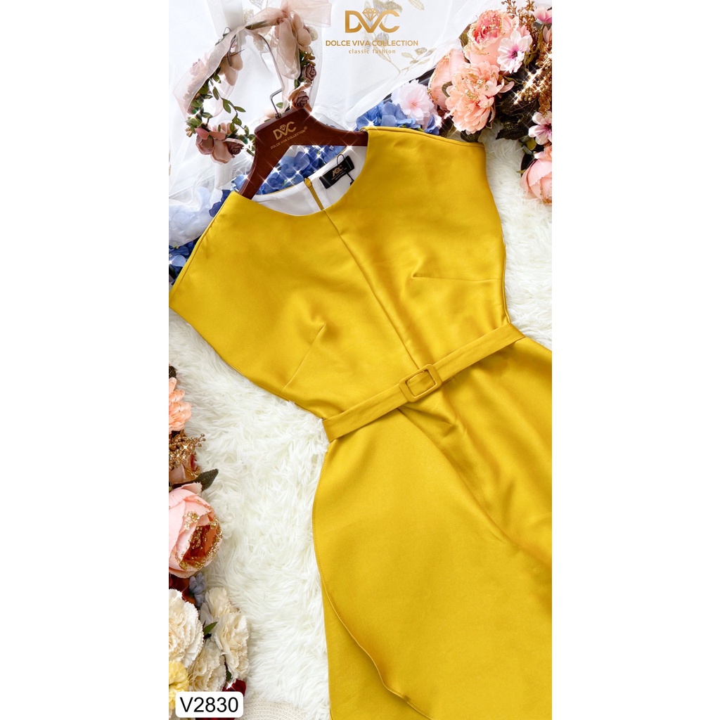 Váy tafta vàng thiết kế cao cấp V2830 - DVC