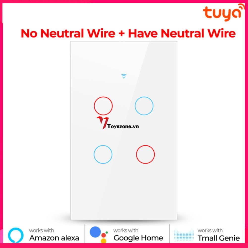 1/2/3/4 Băng Đảng TUYA WiFi 433MHZ Công Tắc Điện Cảm Ứng Thông Minh Nhà Đèn Treo Tường Nút Alexa Và google Nhà Trợ Lý Theo Tiêu Chuẩn Hoa Kỳ