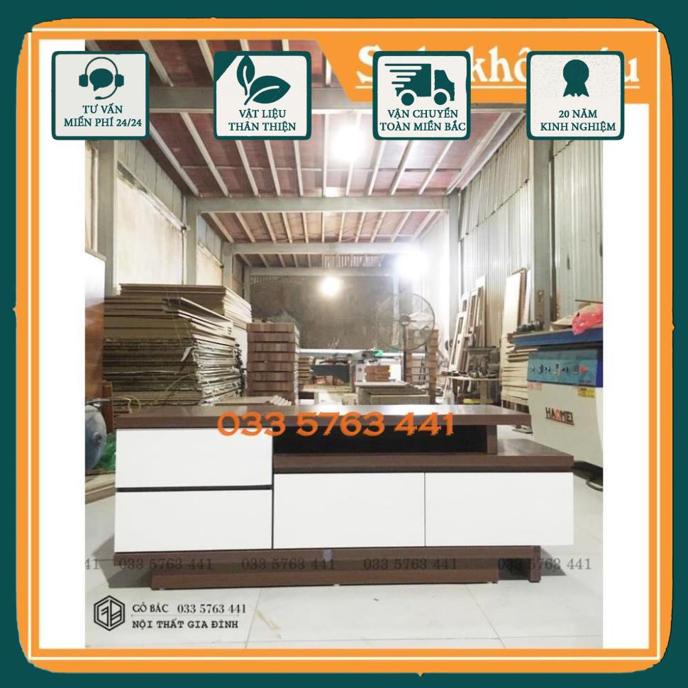 Kệ tivi thông minh di chuyển 1 hướng - kệ ti vi gỗ MDF phủ melamine kích thước dài 1m2 kéo ra 1m8