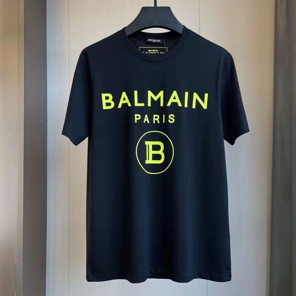 Balmain Áo Thun Tay Ngắn In logo Chữ Cho Cặp Đôi Nam Và Nữ