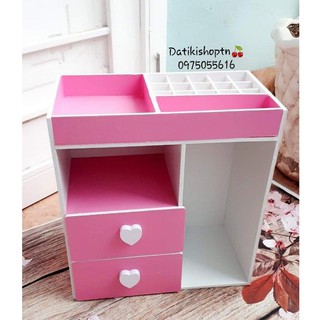 tủ mini đựng mỹ phẩm hồng phấn mới núm tim