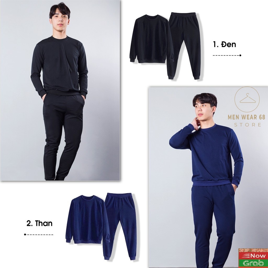 Bộ nỉ nam thu đông thời trang cao cấp MENWEAR68 Bộ thể thao nam 3 màu trơn