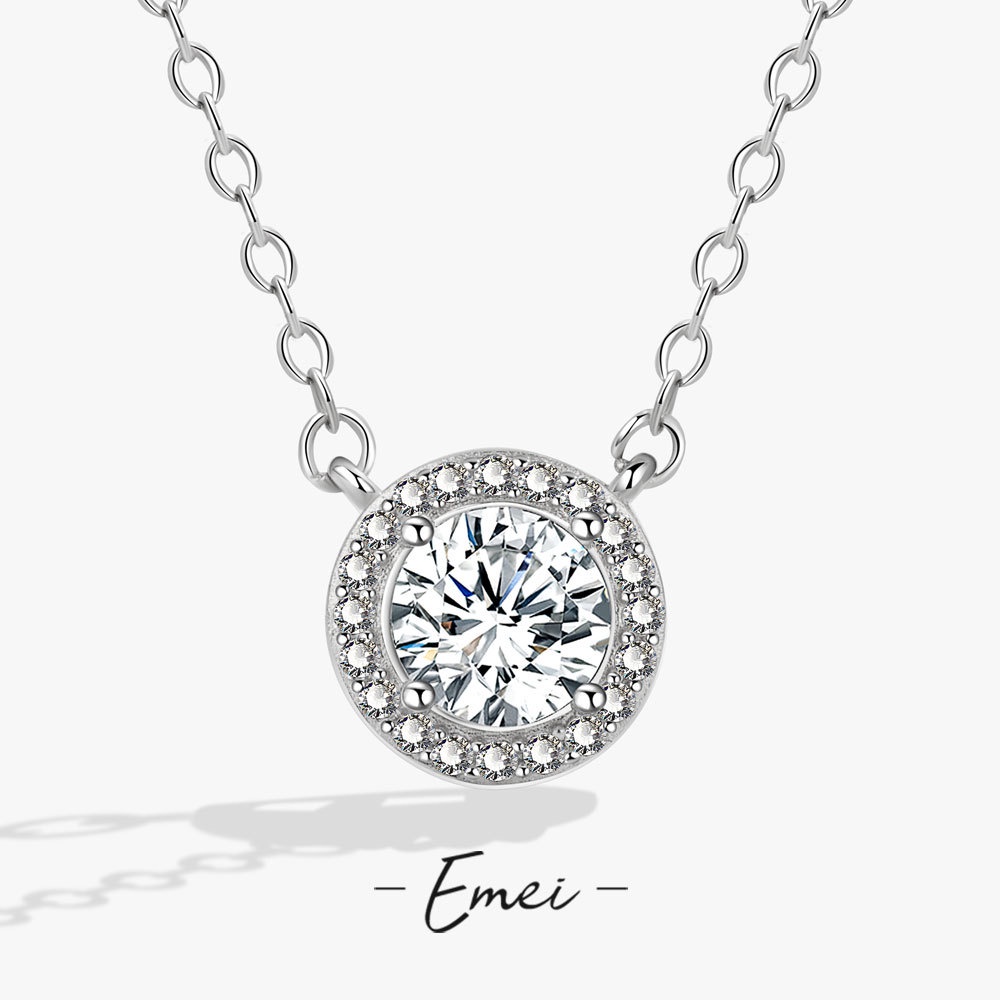 Vòng cổ Mặt Hình Bánh Kem Tròn Dát Đá Quý Nhân Tạo 1 Carat Cho Nữ