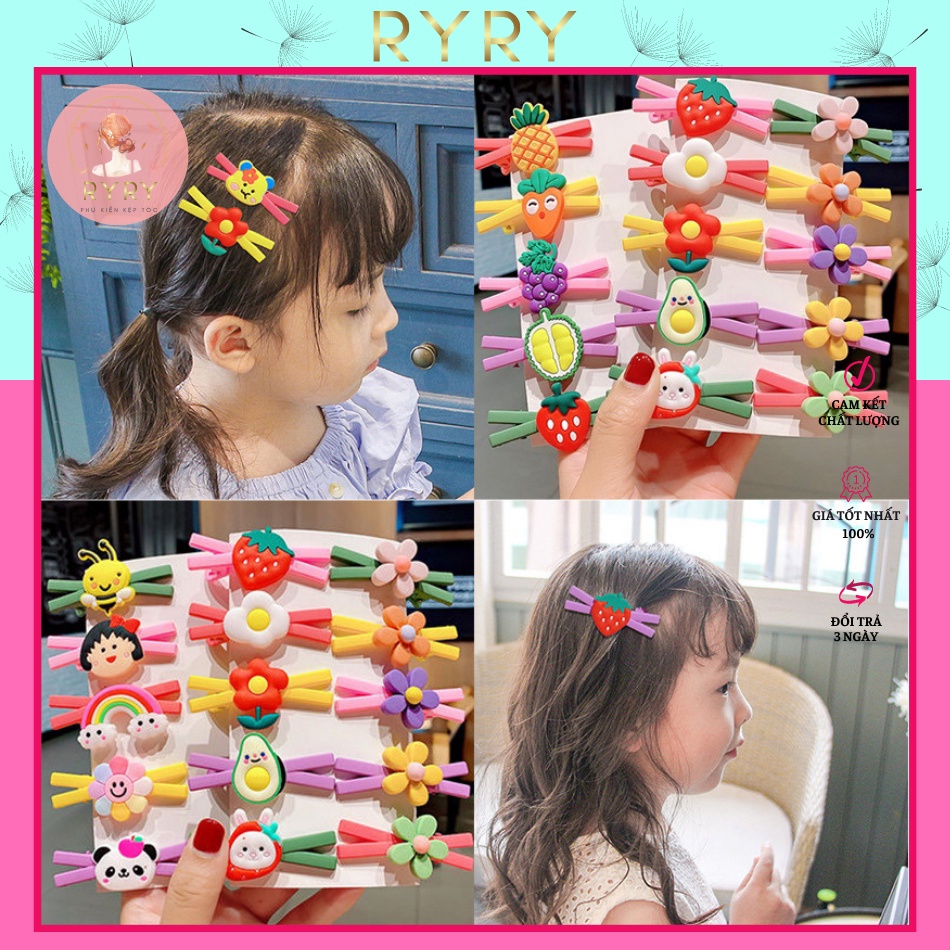 Set 5 Kẹp tóc hình hoa nơ dễ thuơng cho bé gái