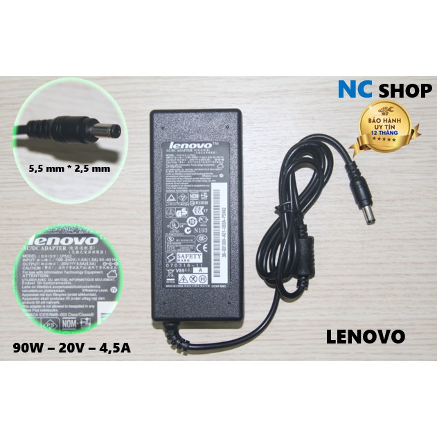 SẠC LAPTOP LENOVO 90W - 20V - 4,5A Chính hãng. Chân kim nhỏ (5,5mm*2,5mm)