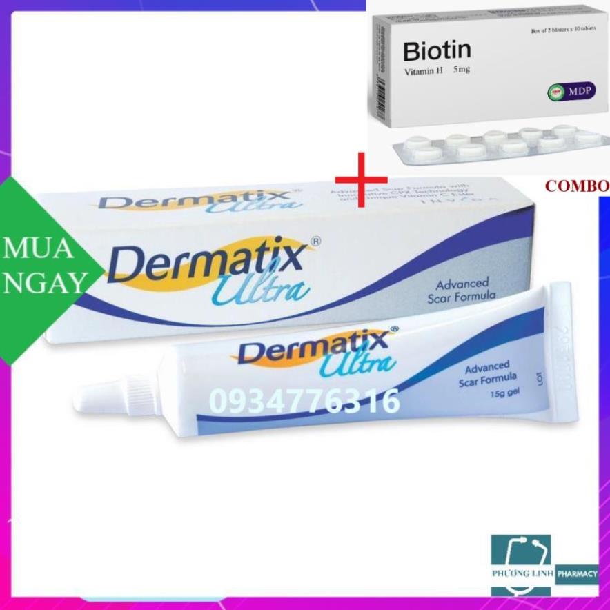Combo Biotin 5mg+ Dermatix Ultra - kem Bôi Da