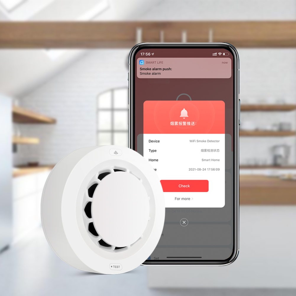 Cảm Biến Khói Thông Minh Aubess tuya Kết Nối Wifi