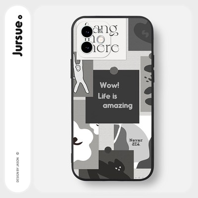 Ốp lưng JURSUE mềm chống bẩn hình độc lạ đen Cho iPhone 17 16 15 14 13 12 11 Pro Max SE 2020 X XR XS ip 8 7 Plus Y2237