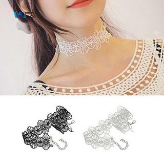 Vòng cổ choker ren mặt gấu trơn phong cách Punk phá cách