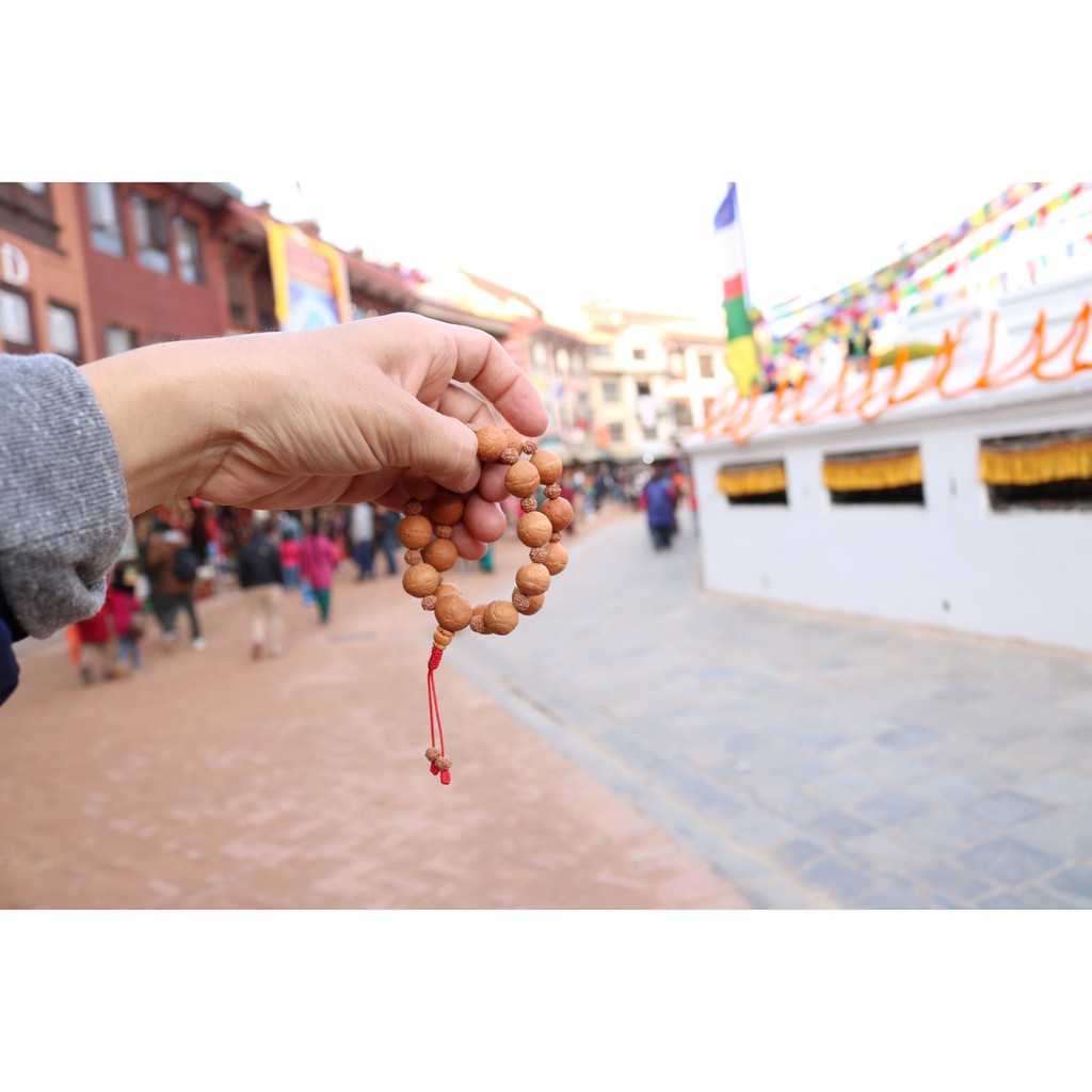 Vòng tay bồ đề tự nhiên mắt Phật (Phật nhãn) 14mm và Kim Cang 8-10mm Nepal- Nepali Handmade Mixed Natural Bead Bracelet