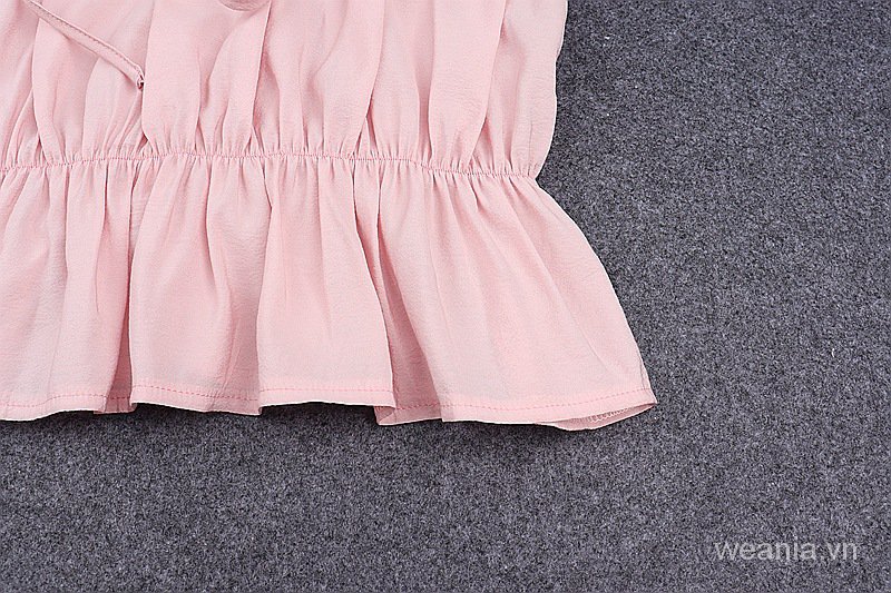 Áo Tank Top Trễ Vai Phối Bèo Nhún Nữ Tính