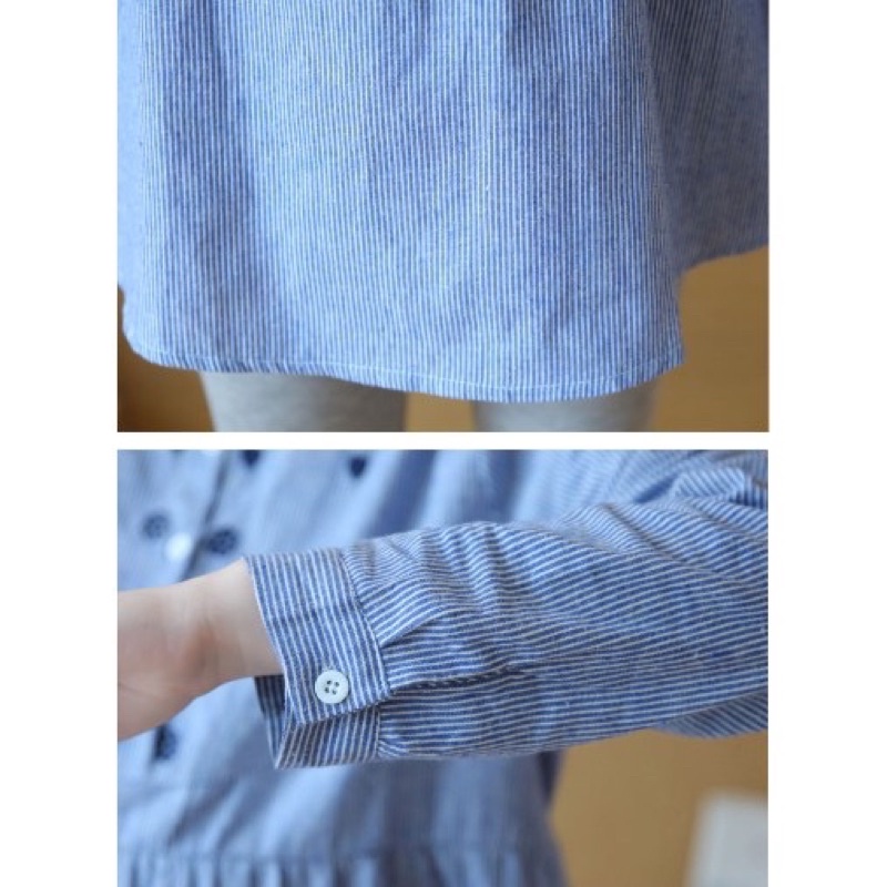 Áo bầu tay dài thu đông ,cổ đức ,hình thêu có dây buộc sau-dáng baggdol phù hợp mặc đi làm ,đi chơifreesize 43-68kg