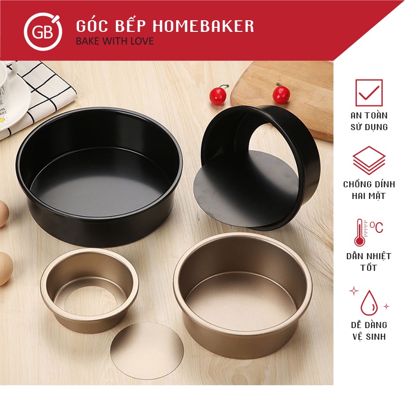 Khuôn Tròn Đế Rời - Nướng Bánh Bông Lan - Tart - Chống Dính 22Cm Cao Cấp Gbbm243Tr