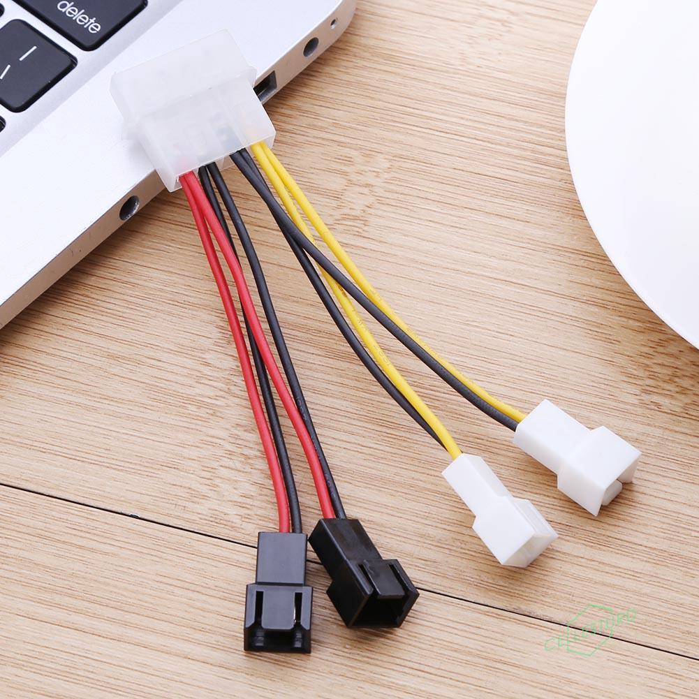 CS 2pcs 4-Pin Molex to 3-Pin fan Power Cable Adapter Connector 12v*2 / 5v*2