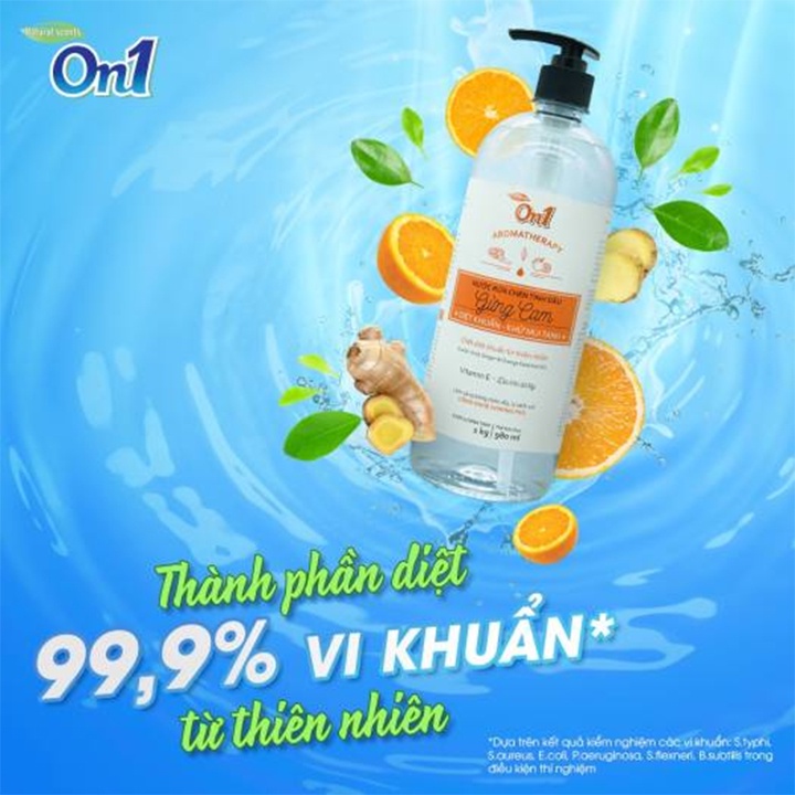 Nước Rửa Chén On1 Tinh Dầu Gừng Cam 1Kg, Diệt Khuẩn, Khử Mùi Tanh - Sản Phẩm Cao Cấp Của LIX