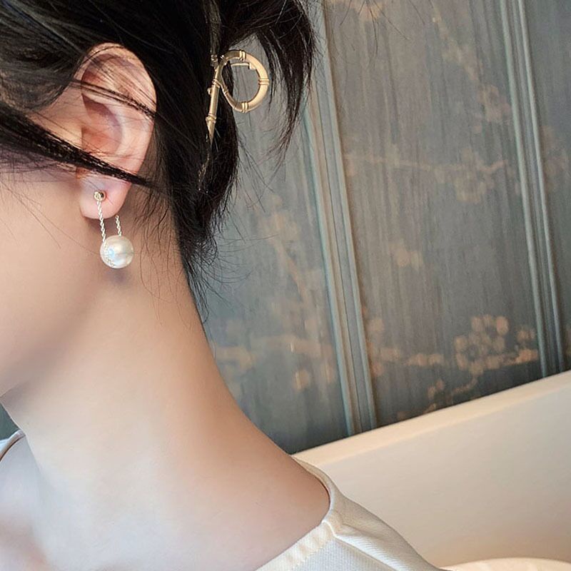 Bông Tai Mạ Bạc 925 Đính Ngọc Trai Đơn Giản Xinh Xắn Dành Cho Nữ