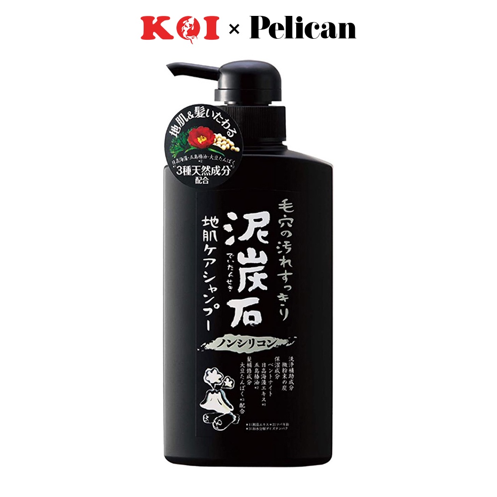 Dầu gội đầu than tre và bùn tro núi lửa Pelican Peat Stone Scalp Care Shampoo 500ml