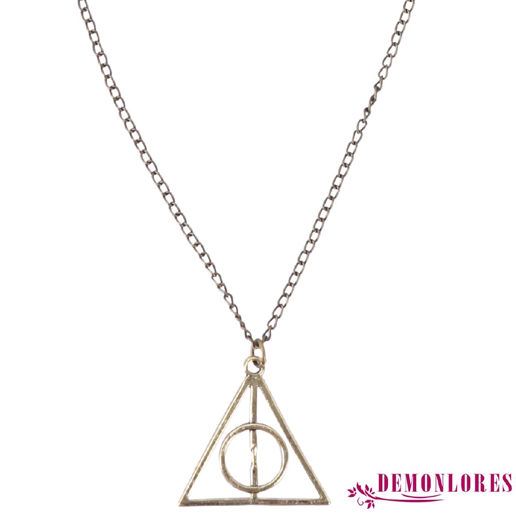 Dây chuyền hình tròn lồng trong tam giác phong cách retro bằng kim loại mạ vàng bạc dành cho nữ
