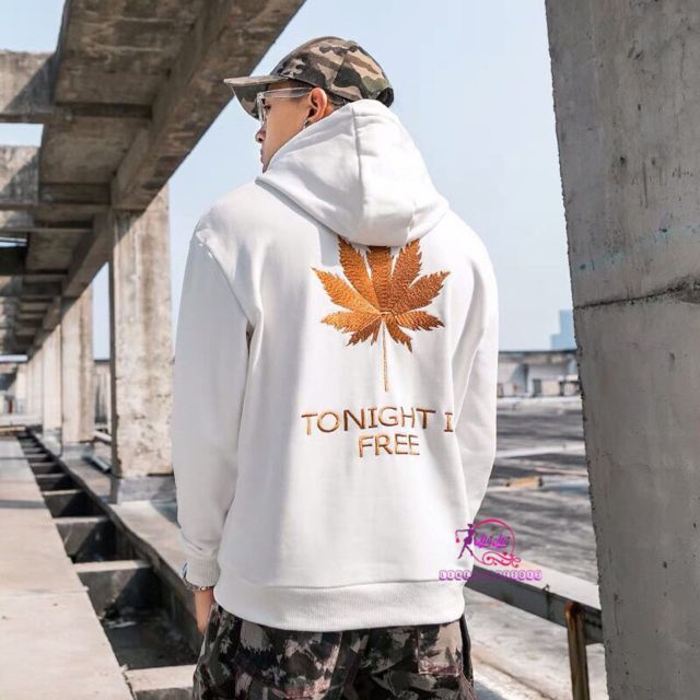 A99776 ÁO KHOÁC NỈ ( hoodie ) (LÁ VẢI THÊU) FREESIZE : 50-70KG