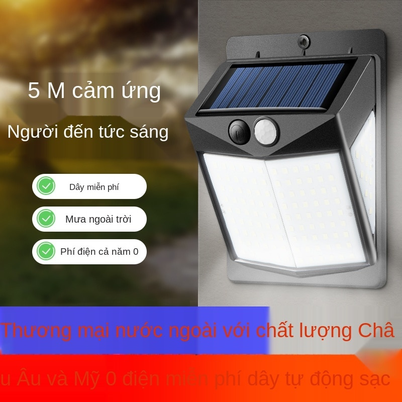 Đèn ngoài trời sân vườn năng lượng mặt trời đèn đường cảm ứng cơ thể người đèn chiếu sáng ngoài trời chống thấm nhà trong nhà đèn tường LED siêu sáng