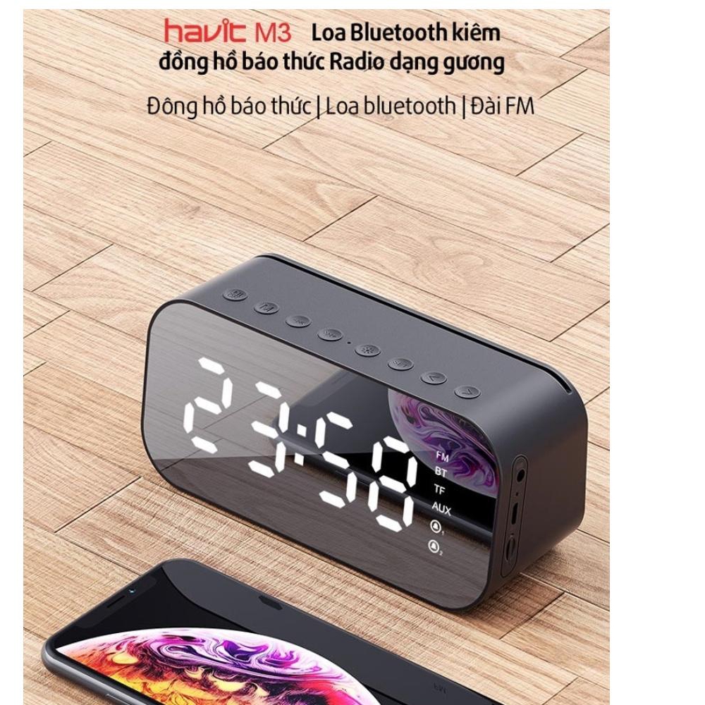 Loa Bluetooth Kiêm Đồng Hồ - Mặt Gương Hiển Thị Đèn Led - Đài FM - Đồng Hồ Báo Thức [YX100003]