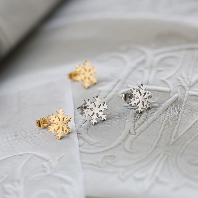 Bông tai titan bông hóa tuyết E1-207 - CAM KẾT KHÔNG GỈ, KHÔNG BAY MÀU - BẢO HÀNH 12 THÁNG