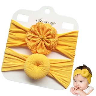 Set 2c băng đô hoa và cục tròn cho bé