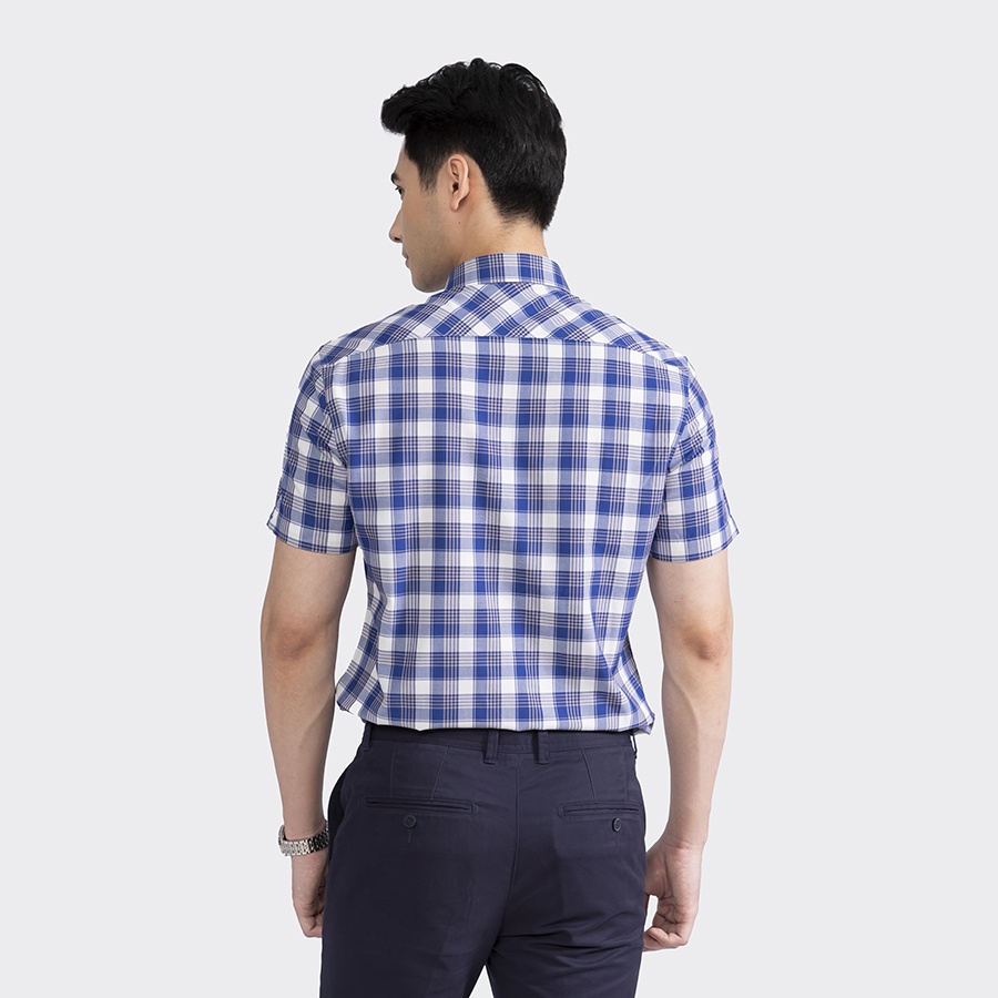 [MẪU MỚI] Áo sơ mi nam ngắn tay ARISTINO màu trắng kẻ xanh nam tính, chất liệu Modal thấm hút tốt -  ASS346S2
