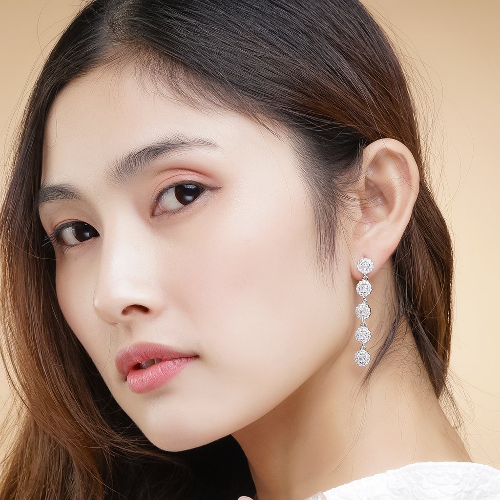 Bông tai nữ UHA mạ vàng 18K , đính kim cương nhân tạo B1110150-135