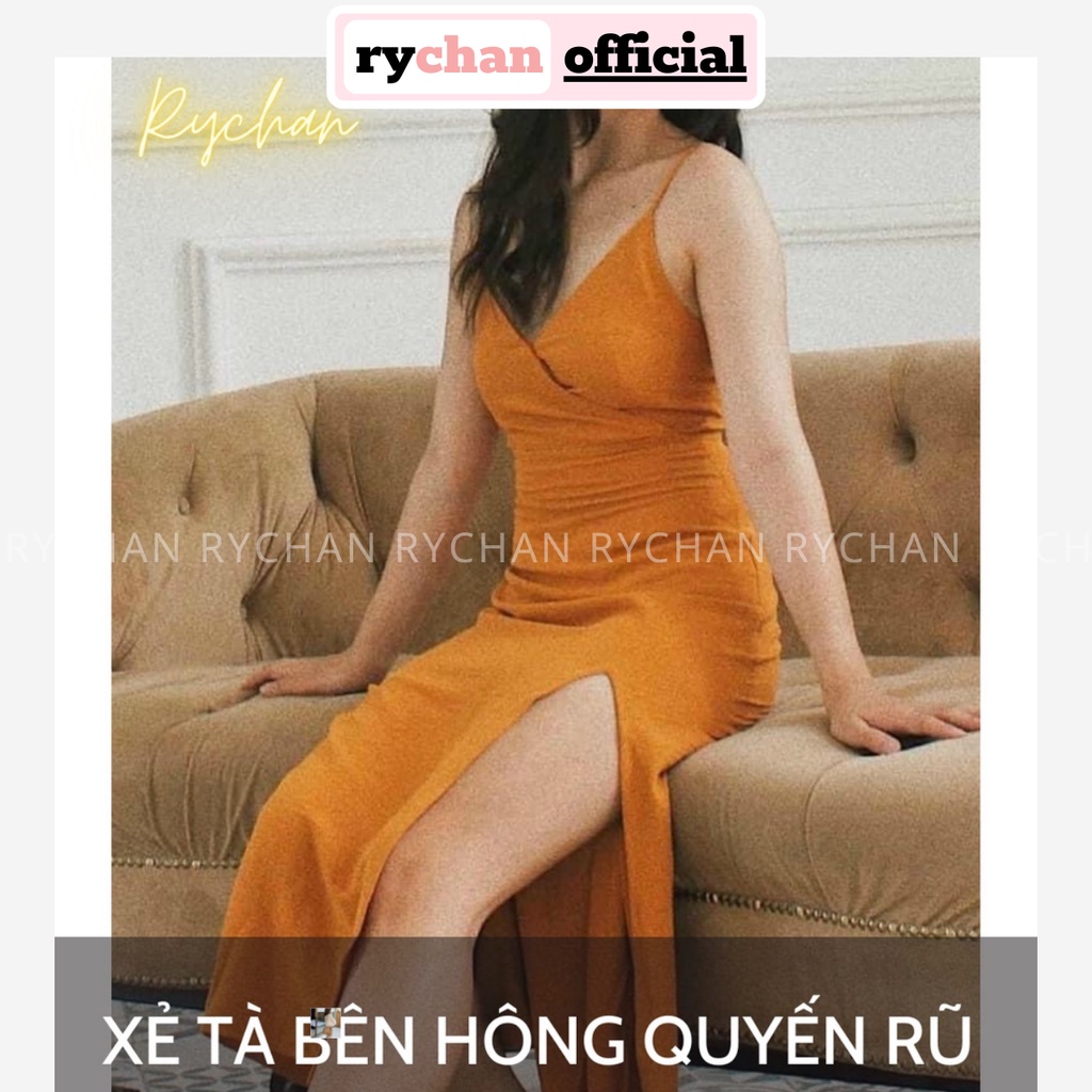Đầm Maxi 2 Dây Hở Lưng Đi Biển Đắp Chéo Ngực Nơ Lưng - DM0133
